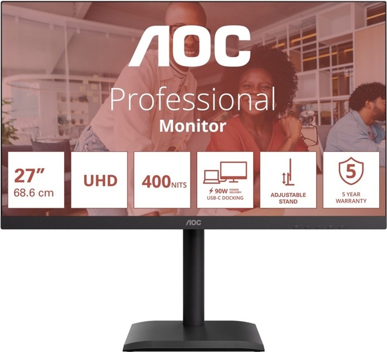 Monitor AOC U27E4CV s úhlopříčkou 27", černá barva