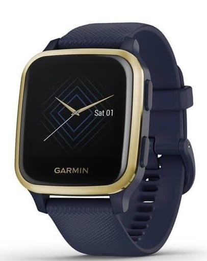 Chytré hodinky Garmin Venu Sq Music - Light Gold/Blue Band