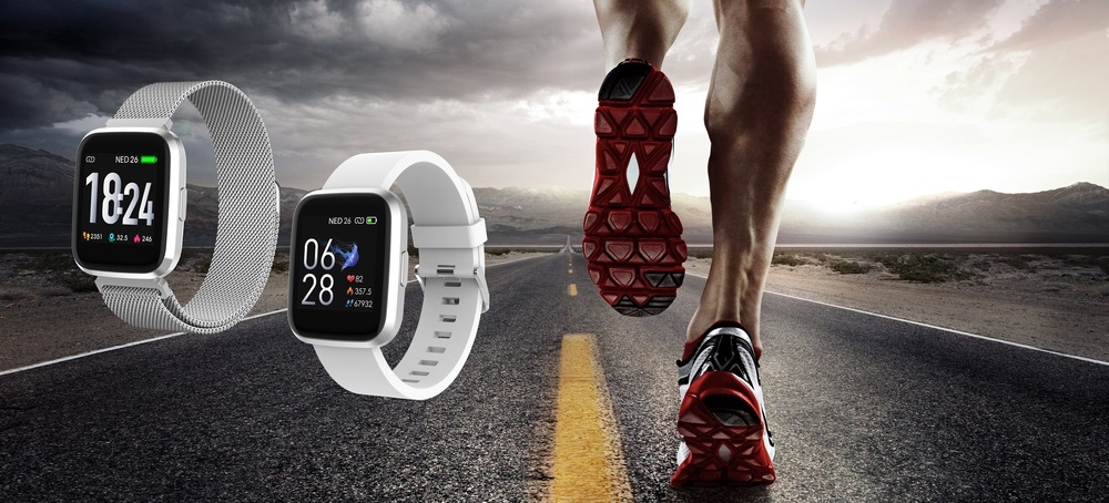 Chytré hodinky iGET FIT F30 (2x řemínek) stříbrné