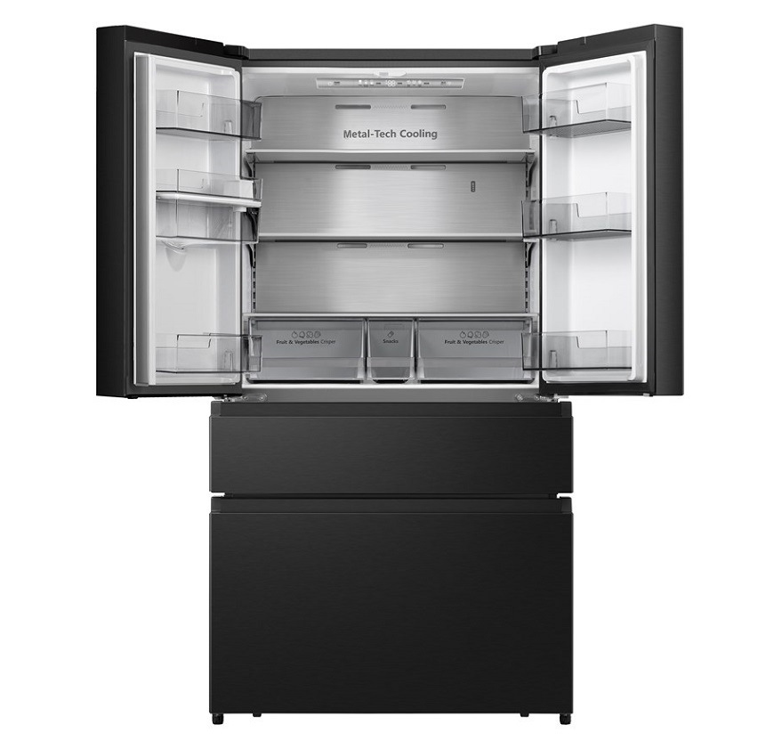 Americká chladnička Hisense RF749N4SWFE, černá, Multiflow 360°