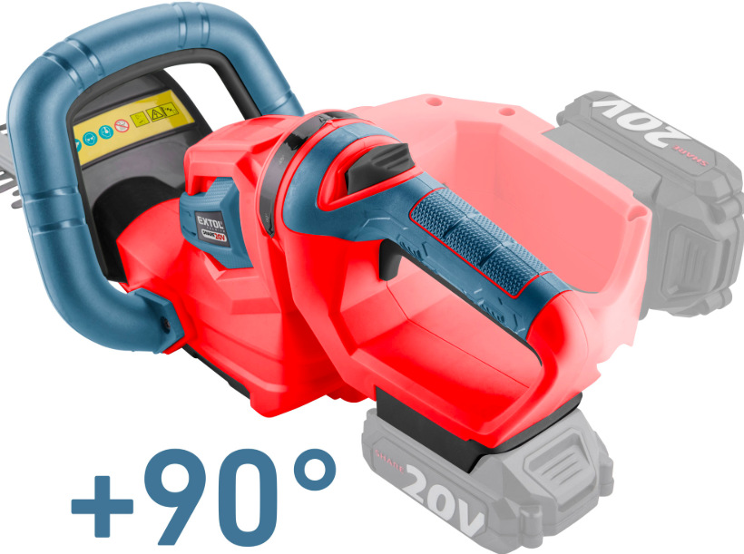Otočná rukojeť aku nůžek Extol Premium 8891933 umožňující nastavení až o 90 stupňů