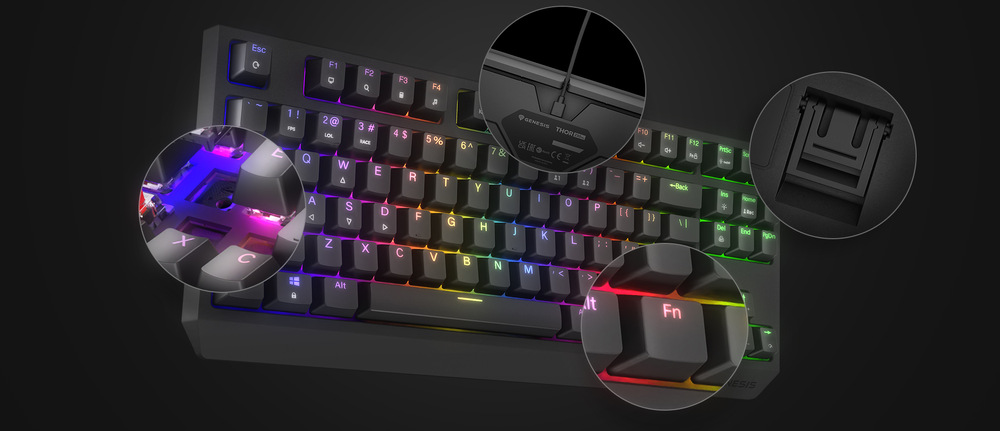 Klávesnice Genesis THOR 230, TKL, RGB, Outemu Brown, US layout černá Genesis THOR 230 TKL RGB Outemu Brown US (NKG-2079)