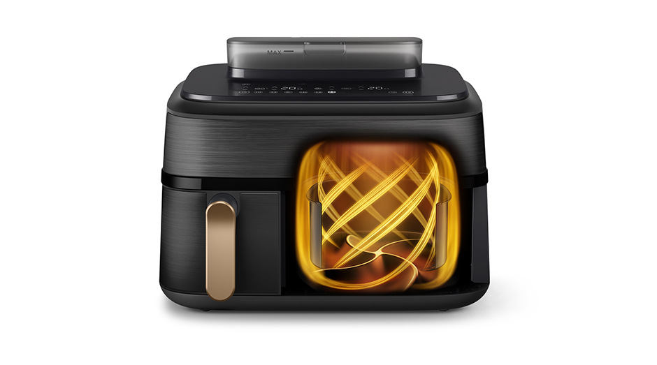 Fritéza horkovzdušná Philips NA552/00 Airfryer dual basket s párou 9 l, černá