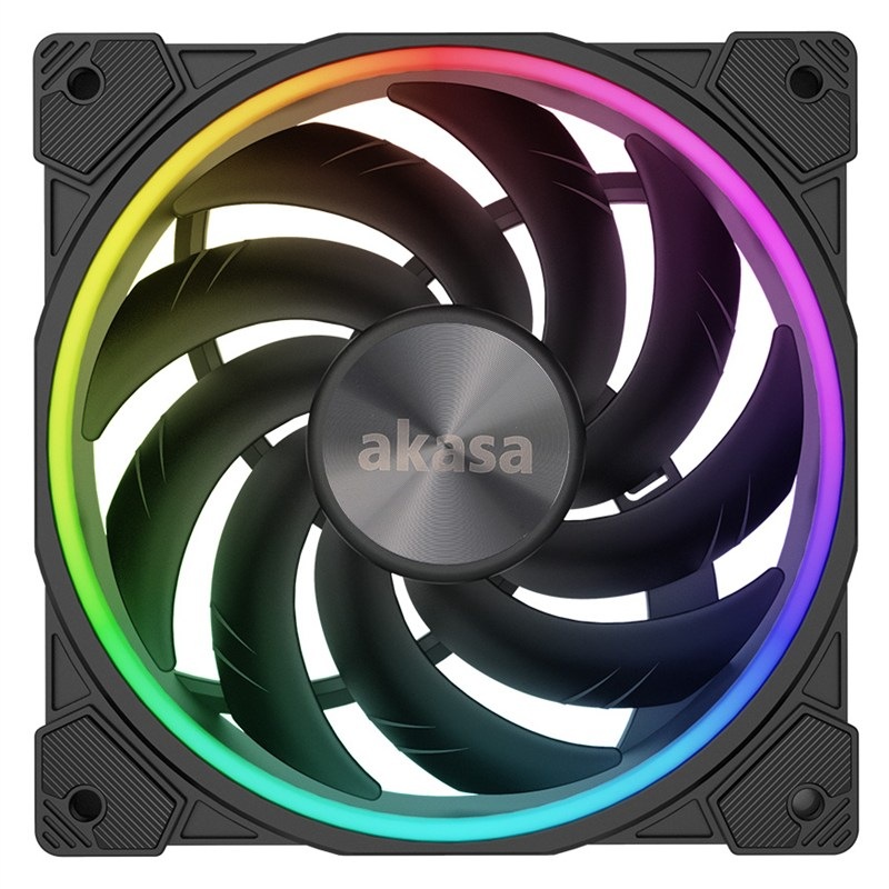 Ventilátor AKASA SOHO AR, 120 mm, ARGB, černá barva.
