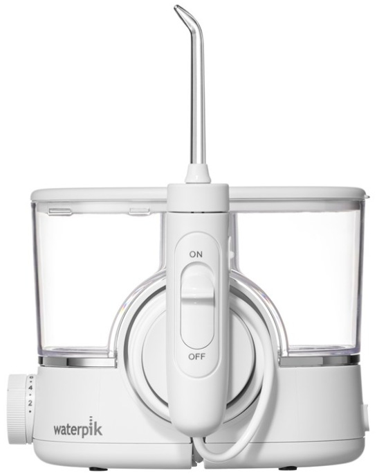 Bílá ústní sprcha Waterpik WF11EU ION Cordless s nádržkou a čisticí tryskou