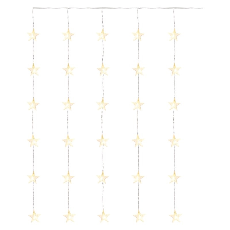 Vánoční osvětlení EMOS 30 LED závěs - hvězdy, 120x90 cm, venkovní i vnitřní, teplá bílá, časovač