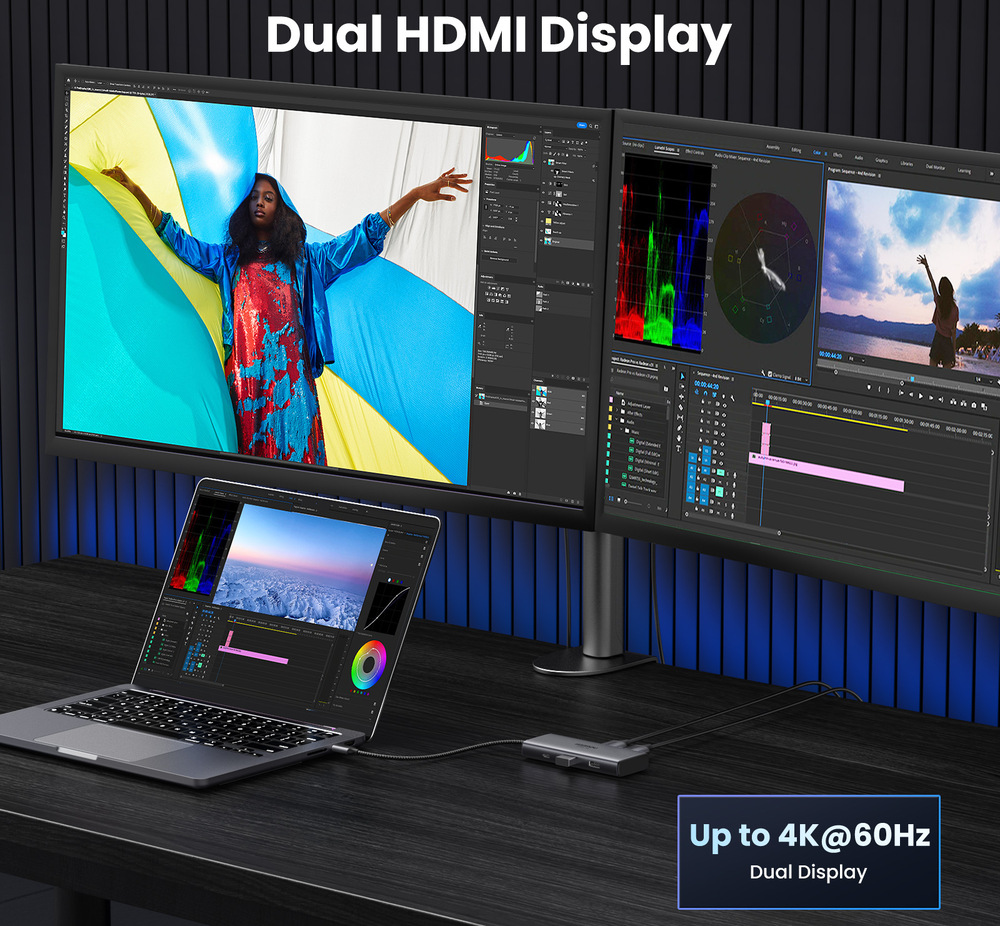 Dokovací stanice UGREEN USB-C/2×USB-C, 2×USB, 2×HDMI šedá Dokovací stanice UGREEN USB-C/2×USB-C, 2×USB, 2×HDMI šedá