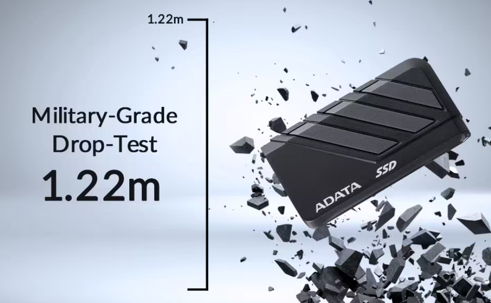 SSD externí ADATA SC735 1TB černý/modrý ADATA SC735 je odolný dle MIL-STD-810G