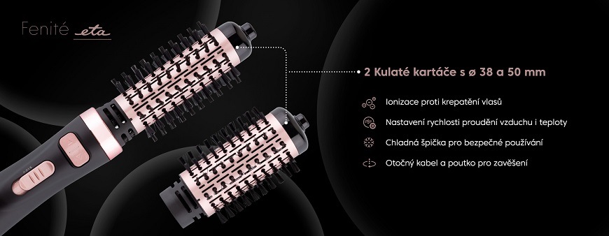 Kulma rotační ETA Fenité 6322 90020 černá Rotační kulmofén ETA Fenité, vlastnosti