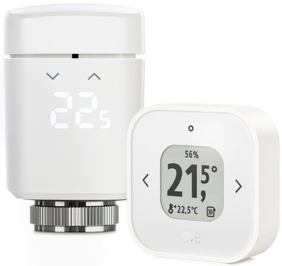 Bezdrátová termohlavice Eve Thermo s ovladačem Thermo Control v bílé barvě
