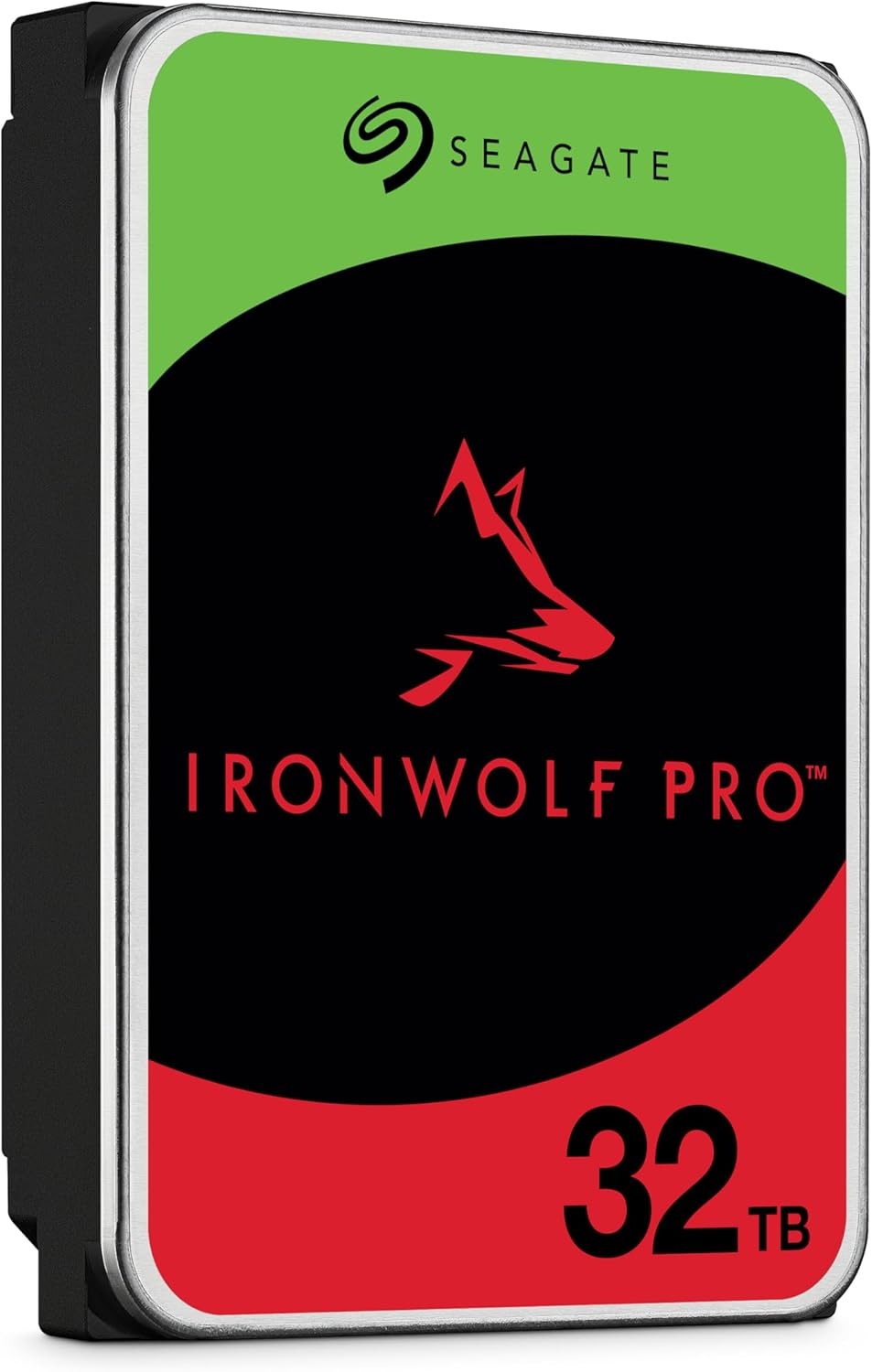 Pevný disk Seagate IronWolf Pro 32TB v šedé barvě.