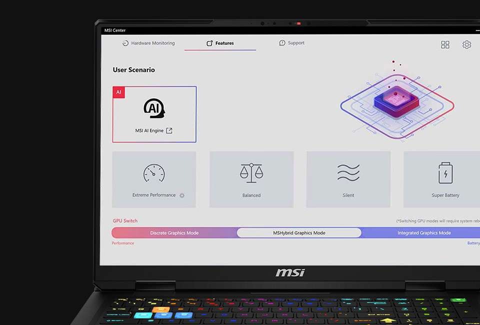 Notebook MSI Vector 17 HX AI A2XWJG-031CZ šedý