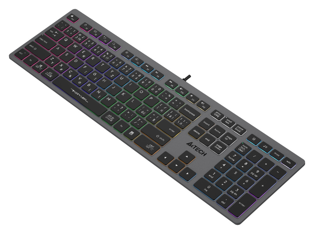 Klávesnice A4Tech FX60 Neon, CZ - šedá