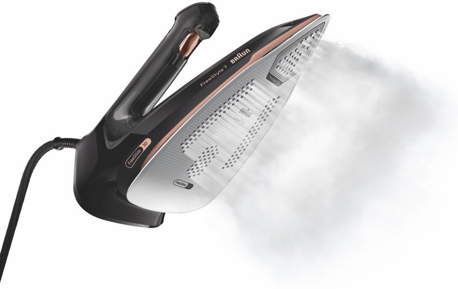 Žehlička Braun FreeStyle 7 FI7276 BK černá Parní žehlička Braun FreeStyle 7 s technologií FreeGlide 3D a silným parním výkonem při žehlení