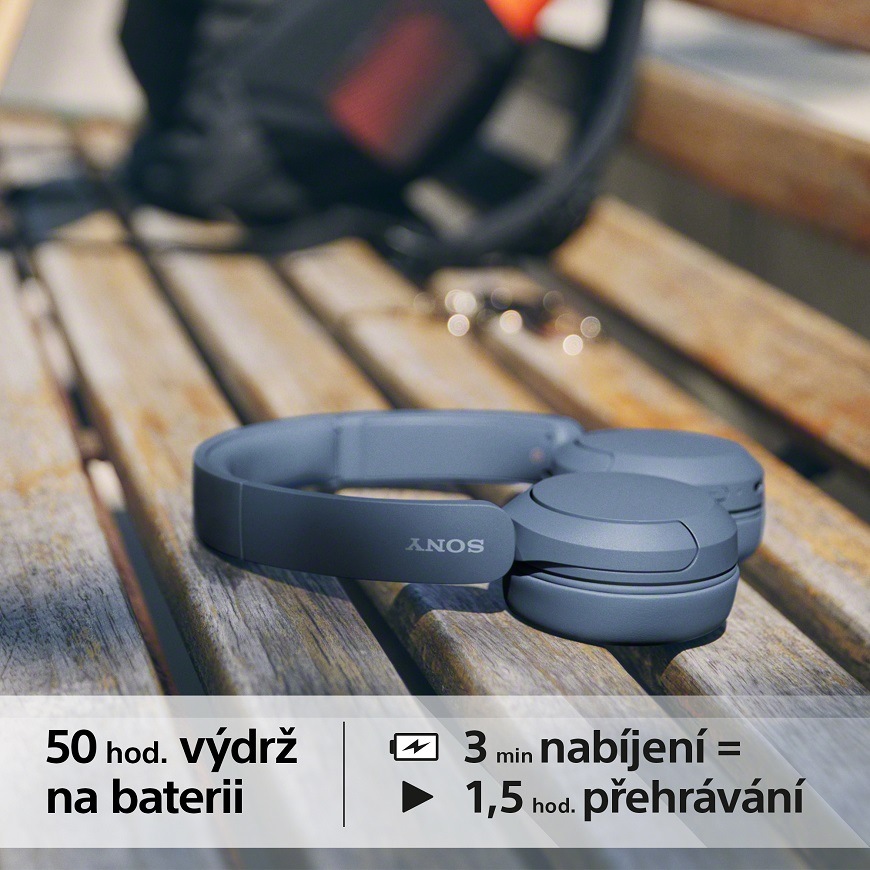 Sluchátka Sony WH-CH520 modrá Sony WH-CH520, modrá, výdrž 50 hodin