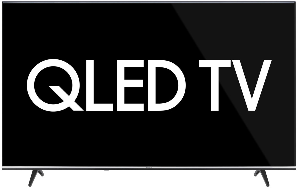 Televize Finlux, na obrazovce je nápis QLED TV 