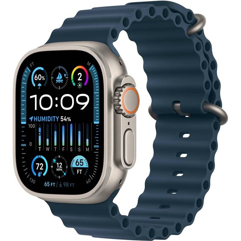 Chytré hodinky Apple Watch Ultra 2 GPS + Cellular, 49mm pouzdro z titanu - modrý oceánský řemínek