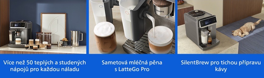Automatický kávovar Philips 8000 Series LatteGo Pro EP8757/92 šedý Automatický kávovar Philips EP8757/92 nabízí více než 50 teplých i studených nápojů, připravuje sametově jemnou mléčnou pěnu pomocí systému LatteGo Pro a díky technologii SilentBrew zajišťuje tichý provoz při přípravě kávy.