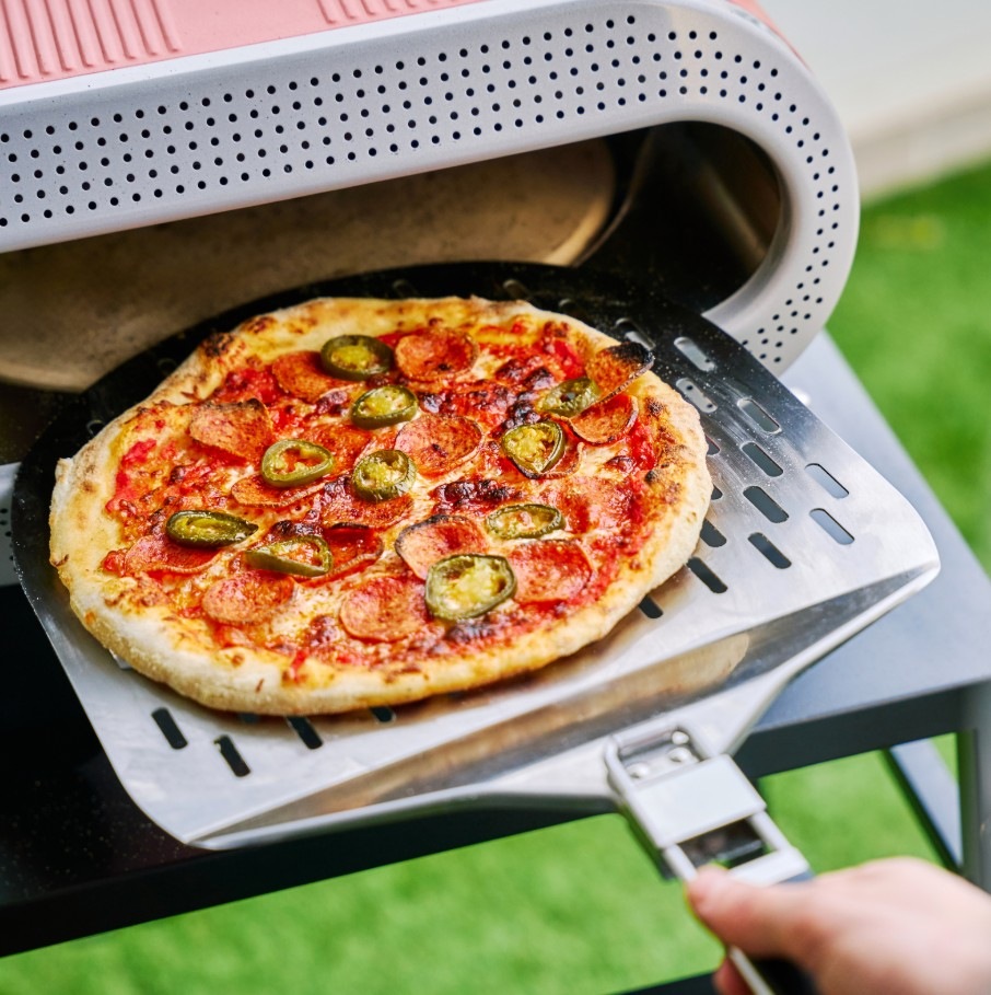 Pec na pizzu Tefal JM600TE0 Pizza Pronto bronzová Pizza a skládací lopatka z nerezové oceli s perforovaným povrchem