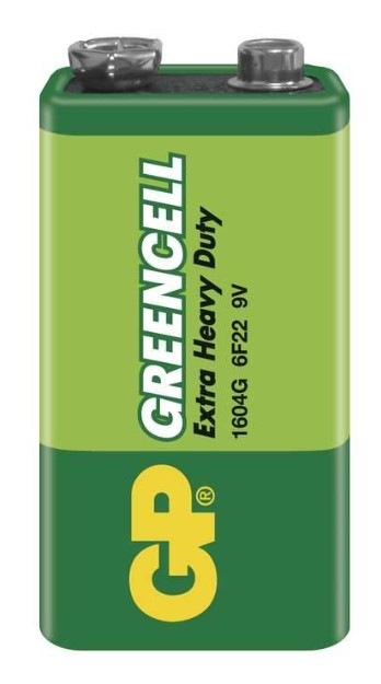Baterie zinkochloridová GP Greencell 9V, blistr 1ks