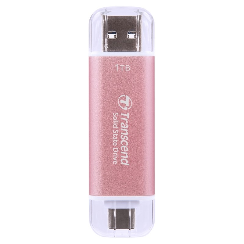 SSD externí Transcend ESD310C 1TB, USB-A/USB-C růžový