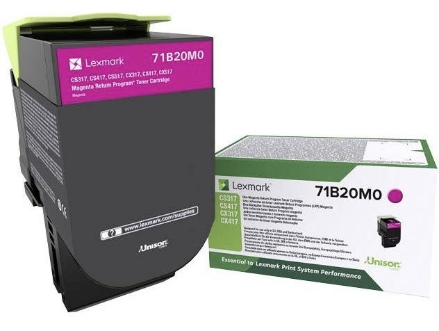 Toner Lexmark 71B20M0, 2300 stran, pro CS417dn/CS317dn/ CX517dn/CX417de/CS517de/CX317dn purpurový