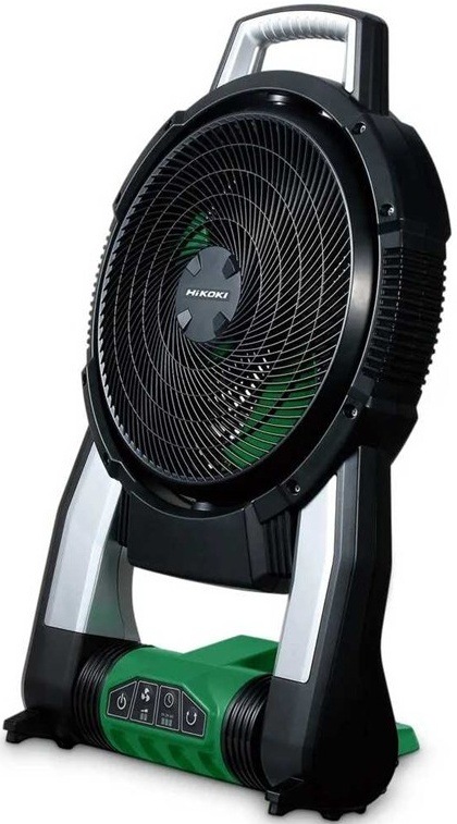Aku stavební ventilátor HiKOKI, pohled z boku.