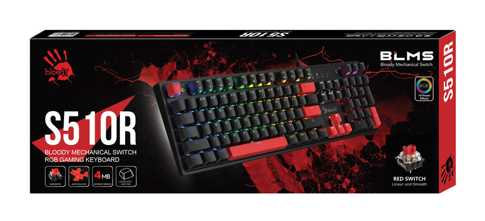 Klávesnice A4Tech Bloody S510R, Red Switch, USB, CZ/SK layout černá