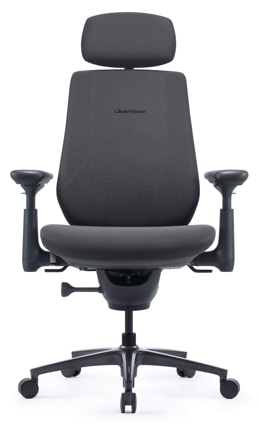 Ergonomická židle LiberNovo Maxis Airflow Graphite 52 cm přední pohled s područkami