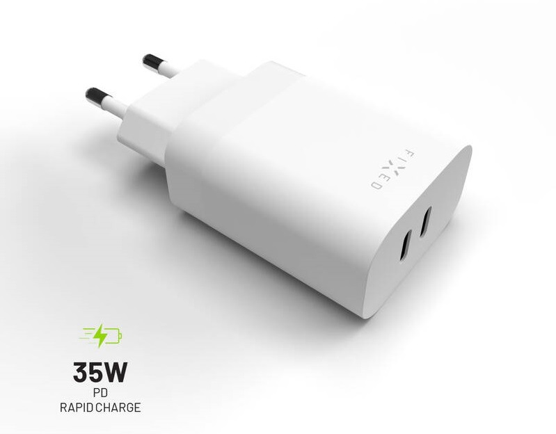 Nabíječka do sítě FIXED 2x USB-C PD, 35W bílá