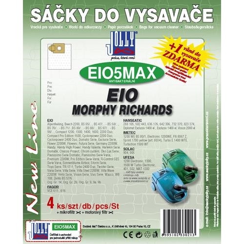 Sáčky Jolly do vysavače EIO, Fagor atd., snadná výměna