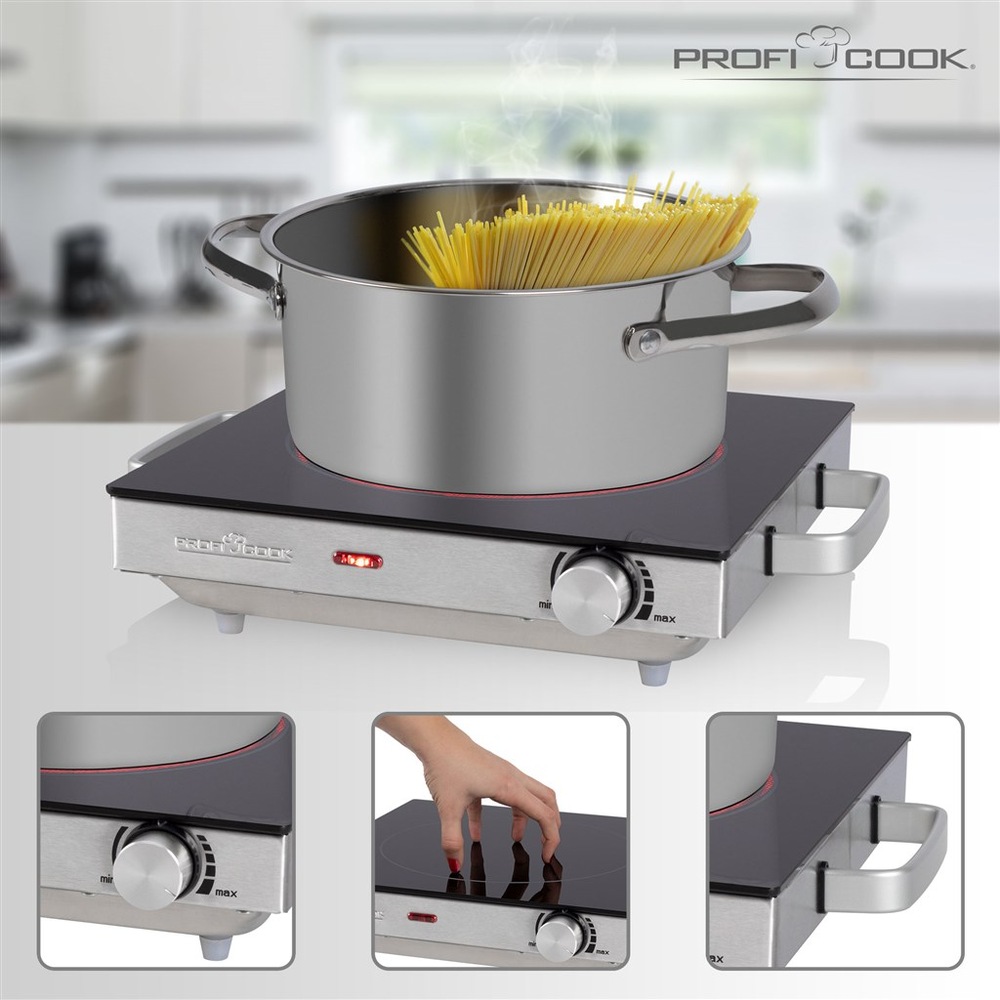 Vařič sklokeramický Profi Cook EKP 1210, 20 cm nerez Vařič sklokeramický Profi Cook EKP 1210, 20 cm nerez