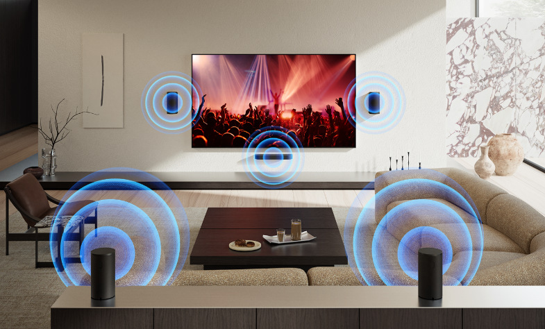 Sony HT-A8 Theatre Trio umí vylepšit běžný dvoukanálový stereo zvuk do plnohodnotného 3D