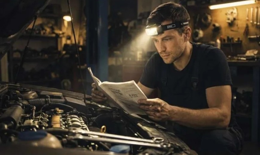 Čelovka EMOS HYBRID NABÍJECÍ, 7LED černá/zelená Nabíjecí LED čelovka EMOS se světelným tokem 550 lm ideální pro práci v dílně