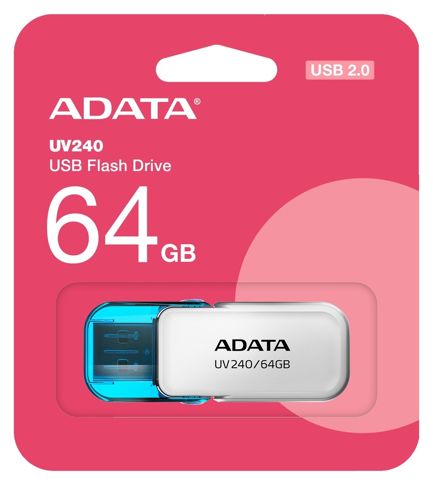 USB Flash ADATA Dash Drive UV240 64GB bílý Flash USB ADATA Dash Drive UV240 64GB USB 2.0 poskytuje software Backup ToGo