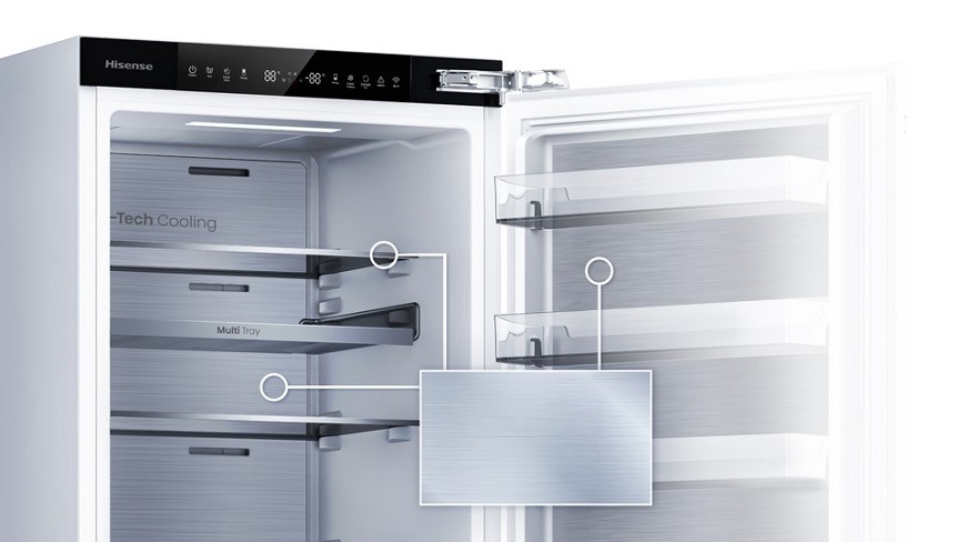 Chladnička s mrazničkou Hisense RB5B250SSWC bílé Kombinovaná chladnička Hisense RB5B250SSWC, vestavná, Metal-Tech Cooling