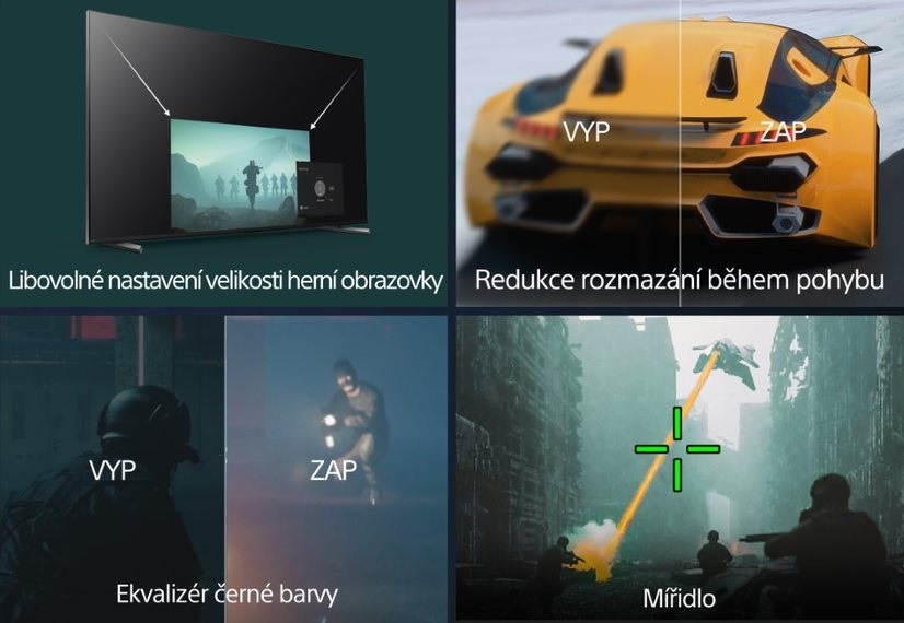 Televize Sony XR-55A95L Herní menu, televize Sony Bravia