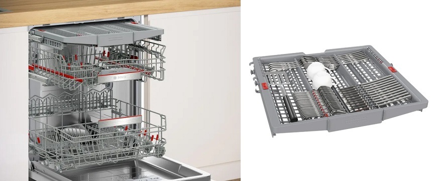Volně stojící myčka Bosch, flexibilní koše VarioFlex Pro a priborova zasuvka