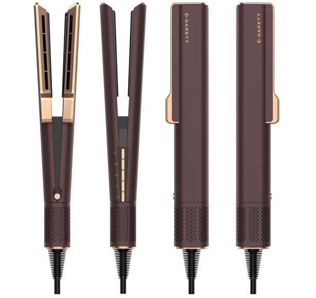 Žehlička na vlasy Garett Beauty AeroGlow hnědá Detail obrázku žehličky ze všech stran.
