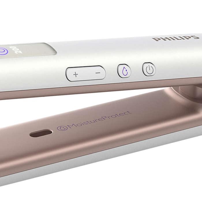 Žehlička na vlasy Philips MoistureProtect HP8374/00 bílá/růžová