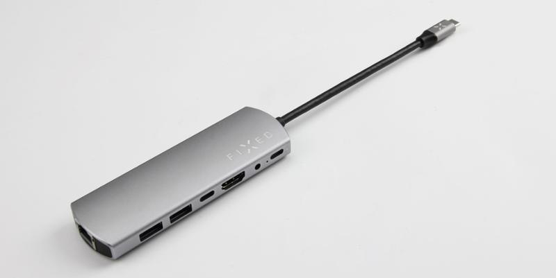 USB Hub FIXED Hliníkový HUB 7IN1 s rozhraním USB-C stříbrný