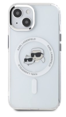 Kryt na mobil Karl Lagerfeld K&CH Heads Metal Frame na Apple iPhone 14, MagSafe průhledný Kryt na mobil Karl Lagerfeld K&CH Heads Metal Frame na Apple iPhone 14, MagSafe průhledný