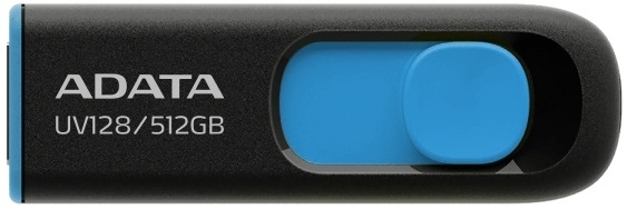 USB Flash ADATA Dash Drive UV128 512GB černý/modrý Detail kompaktního USB flash disku ADATA