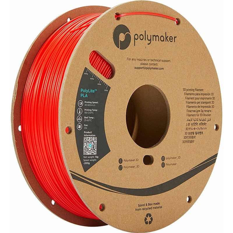 Filament Polymaker PolyLite PLA, 1,75 mm, 1 kg červený