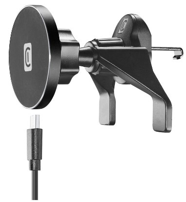 Držák na mobil CellularLine Touch Air Mag do mřížky ventilace s podporou MagSafe a bezdrátovým nabíjením černý CLLMAGSFHLDRWIRK