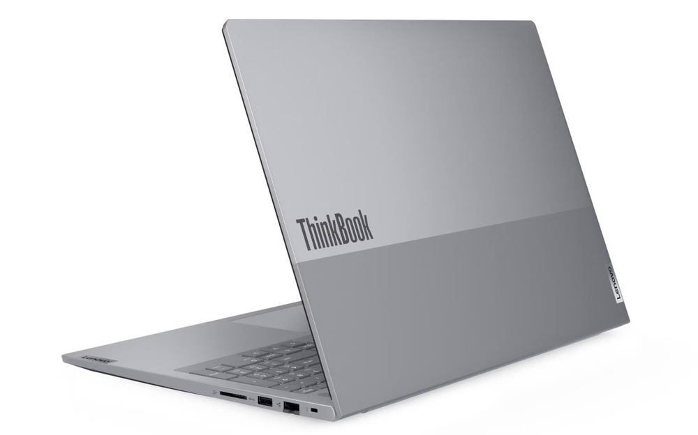 Notebook Lenovo ThinkBook 16 G9 AHP šedý Otevřený notebook Lenovo ThinkBook 16 G9 zezadu