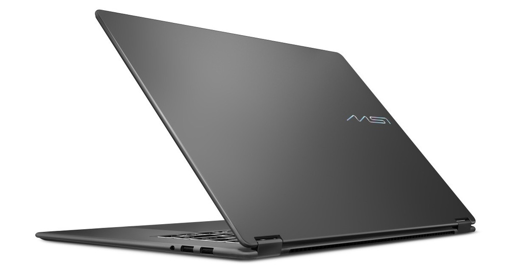 Notebook MSI Prestige 16 Flip AI+ C3MTG-262CZ černý Pootevřený notebook MSI Prestige 16 Flip AI+ C3MTG-262CZ zezadu
