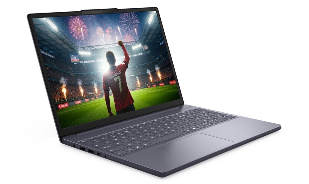 Notebook Lenovo IdeaPad Slim 3 15IPH11 šedý Otevřený a zapnutý notebook Lenovo IdeaPad Slim 3 15IPH11 otočený doprava