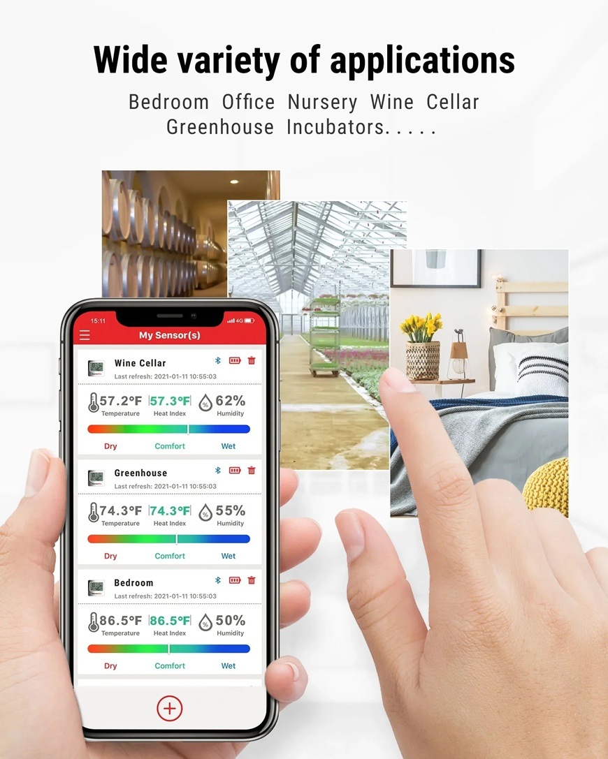 Teploměr ThermoPro TP-357 stříbrný/bílý Přehledná aplikace v mobilu
