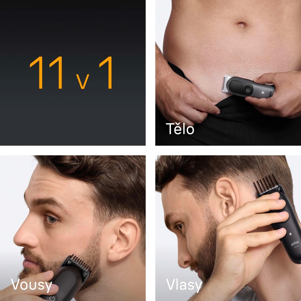Zastřihovač multifunkční Braun Series 3 AIO3540 šedý Zastřihovač multifunkční Braun Series 3 AIO3540 šedý